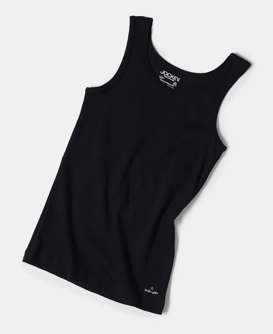 Super Combed Cotton Rib Solid Tank Top - Black-4