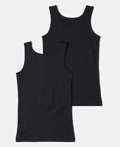 Super Combed Cotton Rib Solid Tank Top - Black-2