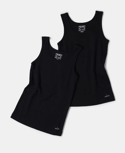 Super Combed Cotton Rib Solid Tank Top - Black-3
