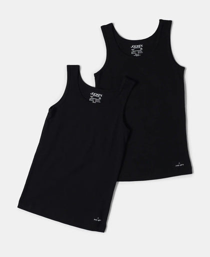 Super Combed Cotton Rib Solid Tank Top - Black-4