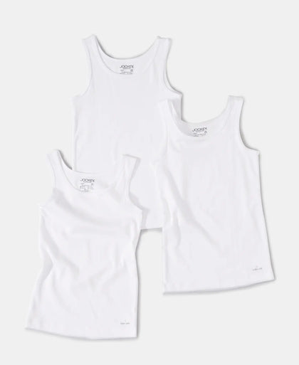 Super Combed Cotton Rib Solid Tank Top - White-1