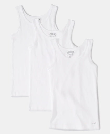 Super Combed Cotton Rib Solid Tank Top - White-2