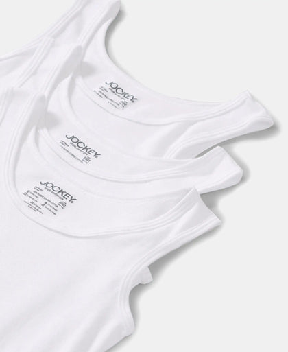 Super Combed Cotton Rib Solid Tank Top - White-3