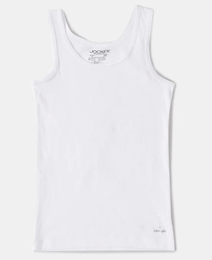 Super Combed Cotton Rib Solid Tank Top - White-4