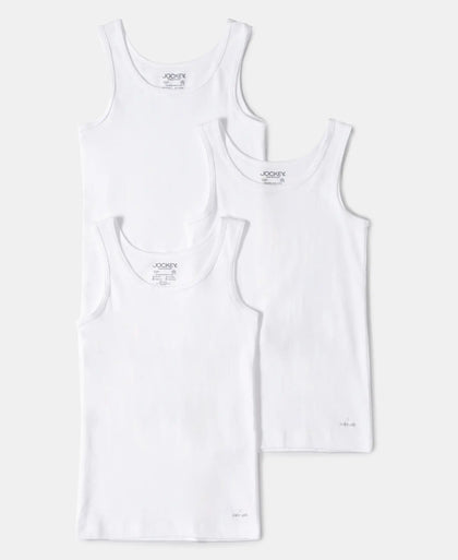 Super Combed Cotton Rib Solid Tank Top - White-5