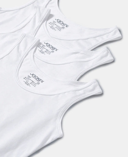 Super Combed Cotton Solid Tank Top - White-4
