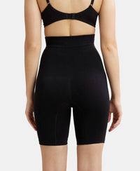 High Waist Cotton Rich Elastane Stretch Seamfree Shorts Shapewear with Breathable Inner Thigh Panel - Black-3