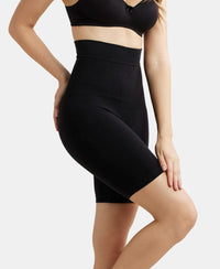 High Waist Cotton Rich Elastane Stretch Seamfree Shorts Shapewear with Breathable Inner Thigh Panel - Black-5