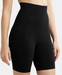 High Waist Cotton Rich Elastane Stretch Seamfree Shorts Shapewear with Breathable Inner Thigh Panel - Black-7