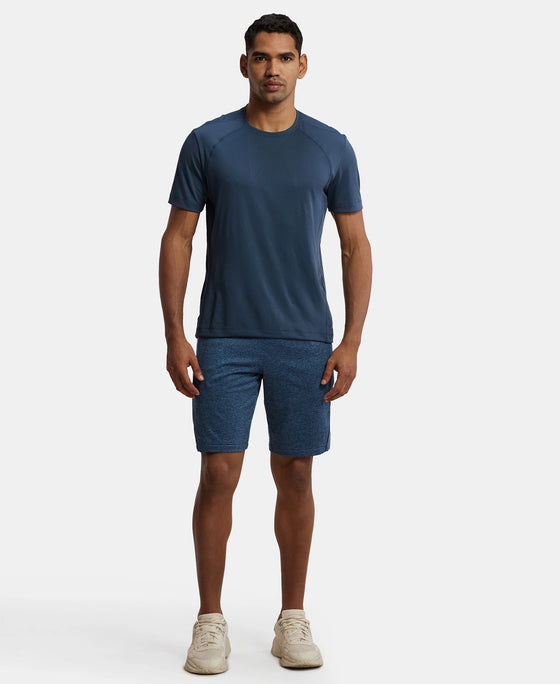 Soft Touch Microfiber Elastane Stretch Shorts with StayFresh Treatment - Blue Marl-4