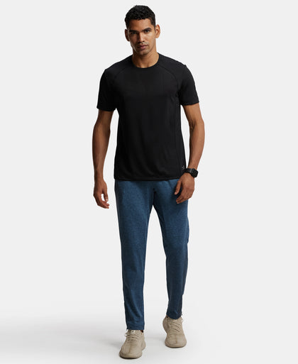 Soft Touch Microfiber Elastane Stretch Trackpant with Side Pockets and StayFresh Treatment - Blue Marl-4