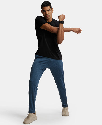 Soft Touch Microfiber Elastane Stretch Trackpant with Side Pockets and StayFresh Treatment - Blue Marl-6