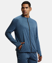 Soft Touch Microfiber Elastane Stretch Jacket with Thumbhole Styling - Blue Marl-2