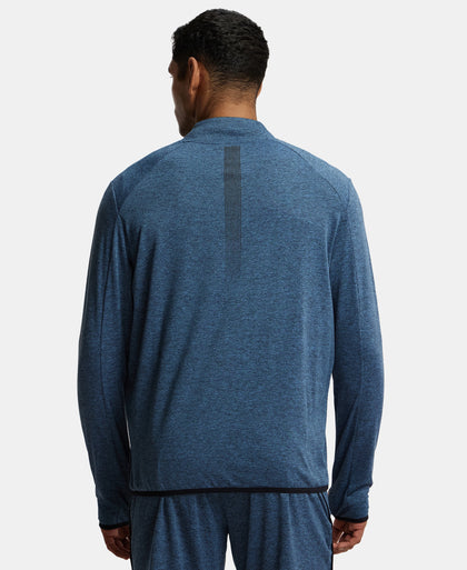 Soft Touch Microfiber Elastane Stretch Jacket with Thumbhole Styling - Blue Marl-3
