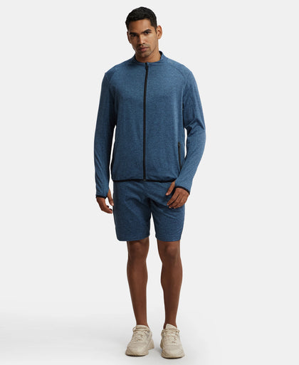 Soft Touch Microfiber Elastane Stretch Jacket with Thumbhole Styling - Blue Marl-4