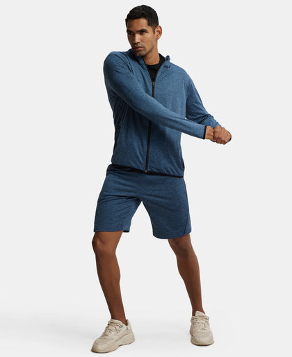 Soft Touch Microfiber Elastane Stretch Jacket with Thumbhole Styling - Blue Marl-6