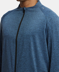 Soft Touch Microfiber Elastane Stretch Jacket with Thumbhole Styling - Blue Marl-7