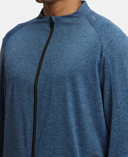 Soft Touch Microfiber Elastane Stretch Jacket with Thumbhole Styling - Blue Marl-7