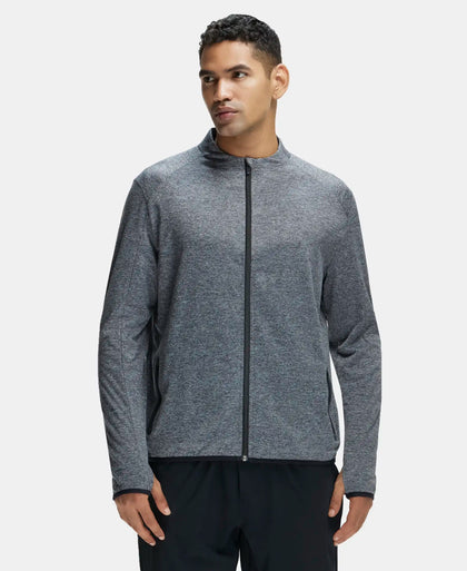 Soft Touch Microfiber Elastane Stretch Jacket with Thumbhole Styling - Grey Marl-1