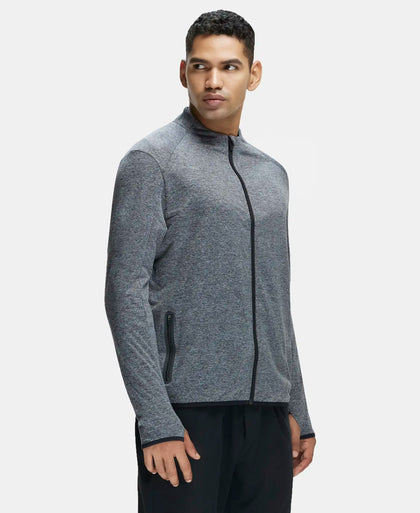 Soft Touch Microfiber Elastane Stretch Jacket with Thumbhole Styling - Grey Marl-2