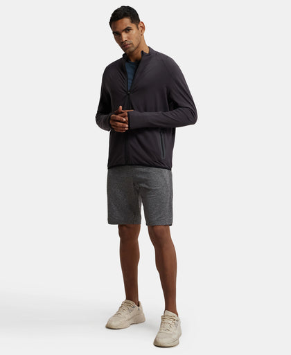Soft Touch Microfiber Elastane Stretch Jacket with Thumbhole Styling - Obsidian-6