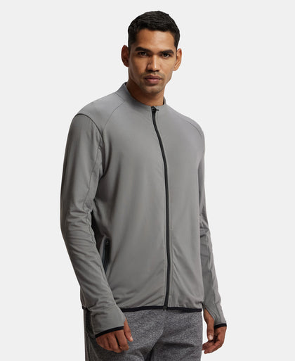 Soft Touch Microfiber Elastane Stretch Jacket with Thumbhole Styling - Quiet Shade-2