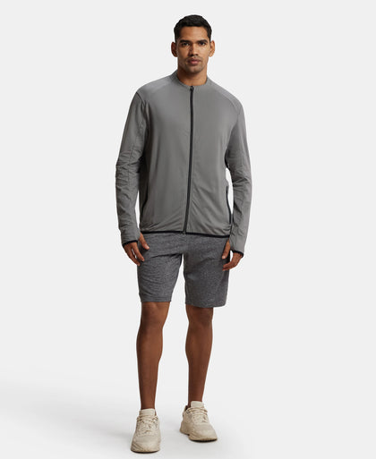 Soft Touch Microfiber Elastane Stretch Jacket with Thumbhole Styling - Quiet Shade-4