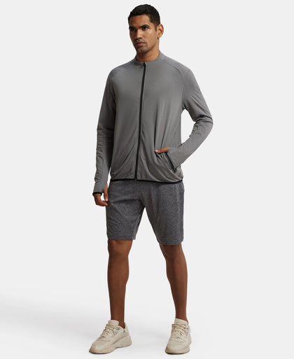Soft Touch Microfiber Elastane Stretch Jacket with Thumbhole Styling - Quiet Shade-6