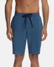 Soft Touch Microfiber Elastane Stretch Shorts with Back Zipper Pocket and StayFresh Treatment - Blue Marl-1