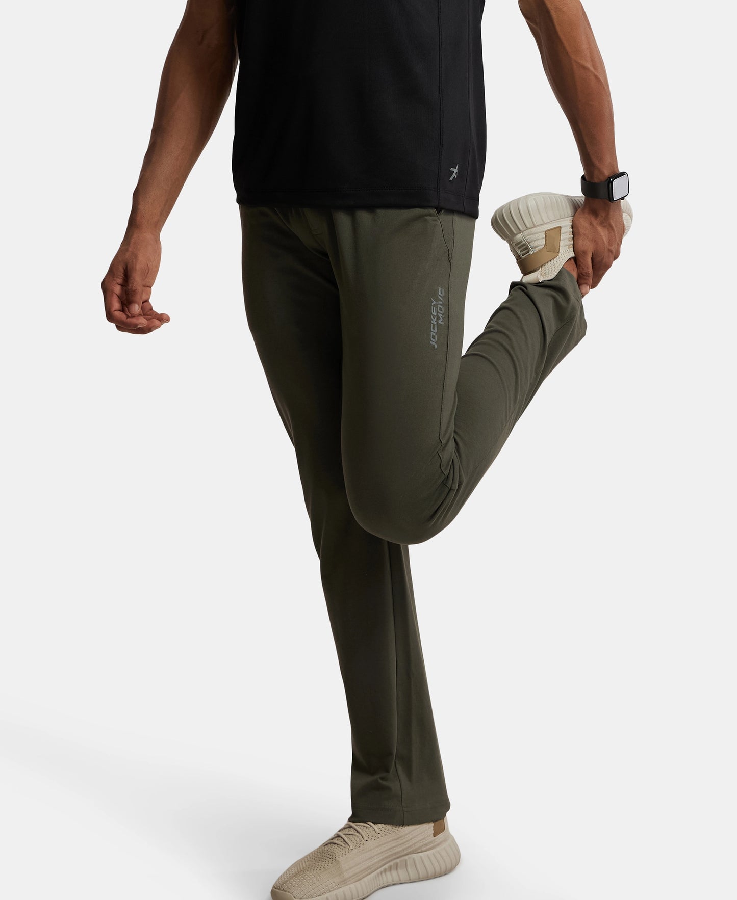 Super Combed Cotton Rich Trackpant with Zipper Pockets and StayFresh Treatment - Deep Olive-5