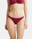 Super Combed Cotton Elastane Low Waist Bikini With Concealed Waistband and StayFresh Treatment - Beet Red-1