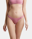 Super Combed Cotton Elastane Low Waist Bikini With Concealed Waistband and StayFresh Treatment - Heather Rose-1