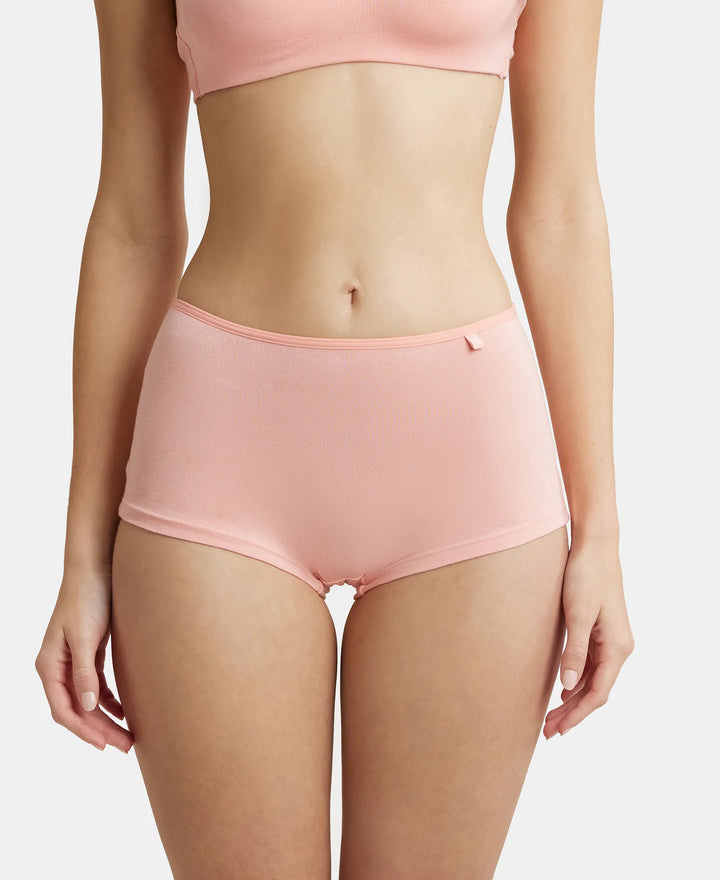 High Coverage Super Combed Cotton Elastane Boy Leg With Concealed Waistband and StayFresh Treatment - Candlelight Peach-1