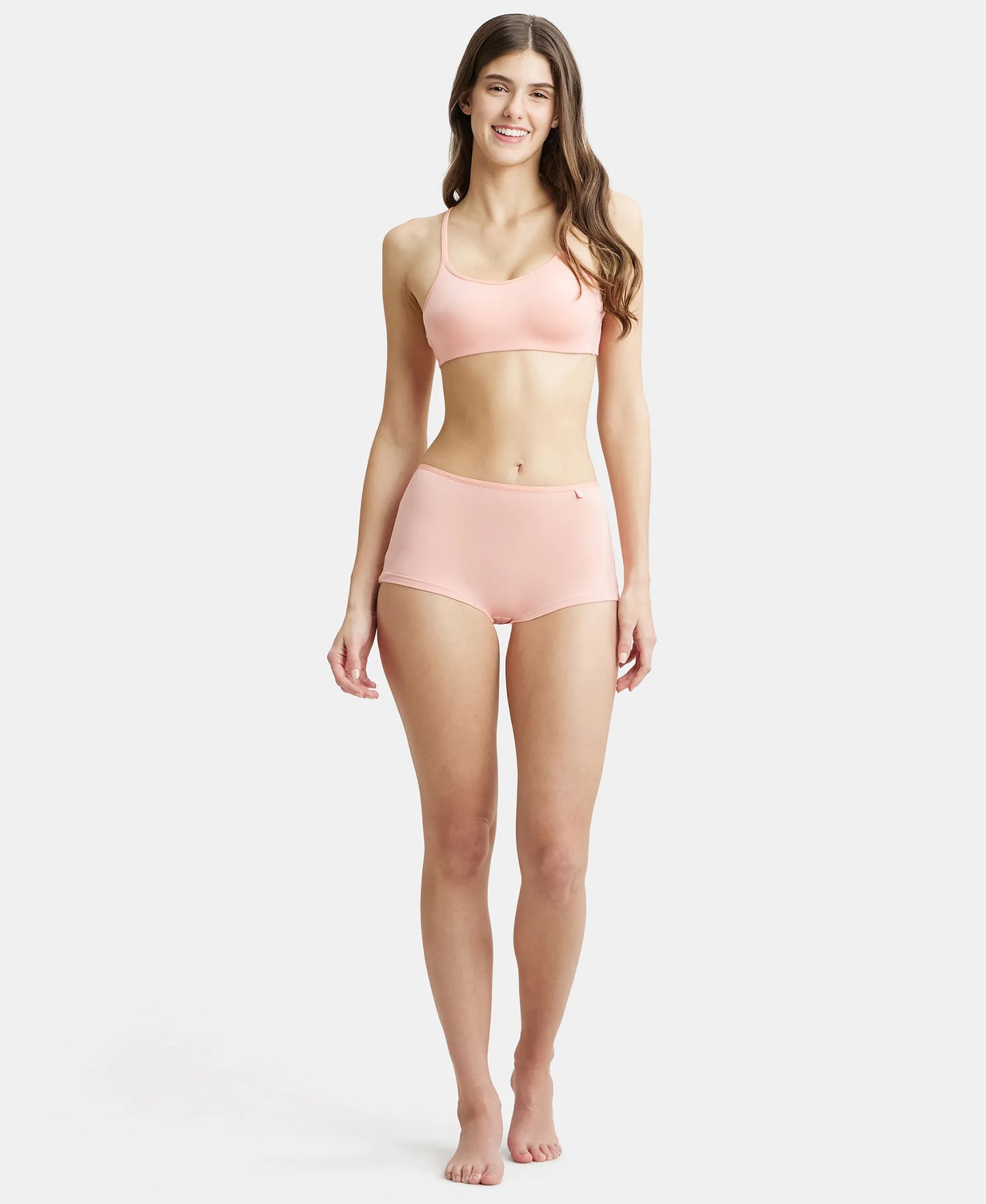 High Coverage Super Combed Cotton Elastane Boy Leg With Concealed Waistband and StayFresh Treatment - Candlelight Peach-4