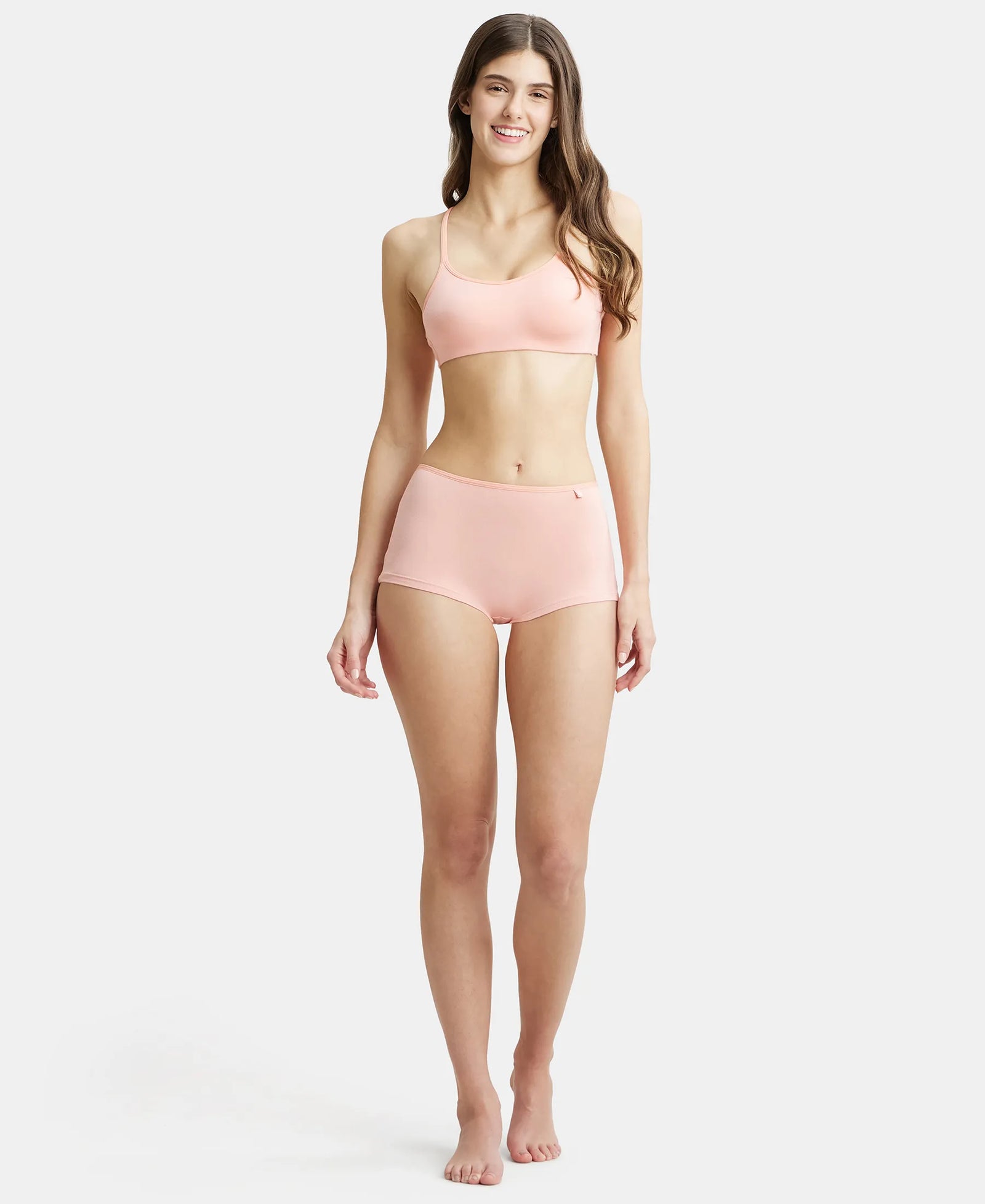 High Coverage Super Combed Cotton Elastane Boy Leg With Concealed Waistband and StayFresh Treatment - Candlelight Peach-4