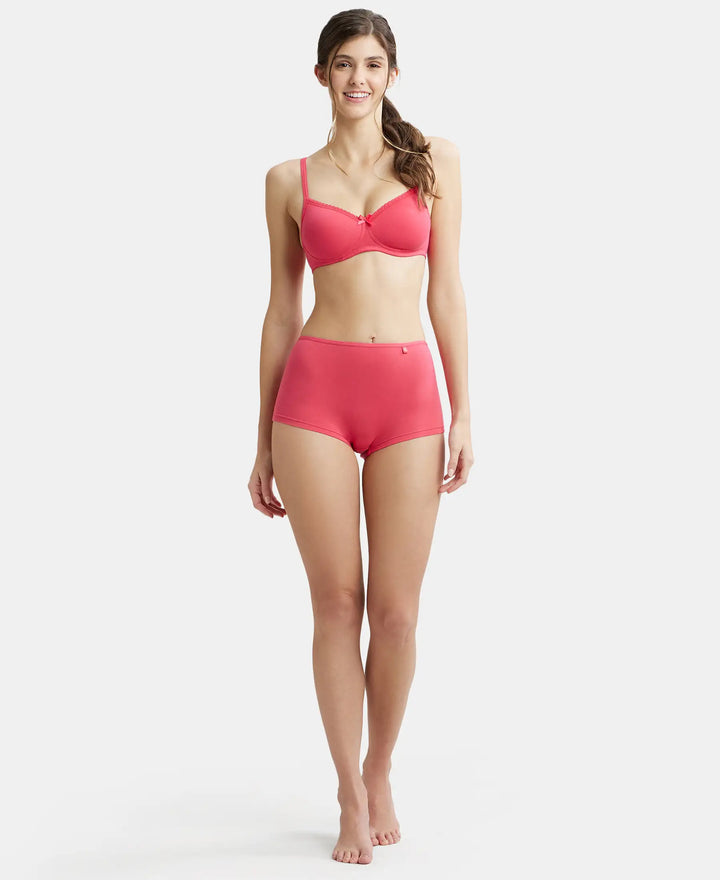 High Coverage Super Combed Cotton Elastane Boy Leg With Concealed Waistband and StayFresh Treatment - Ruby-4