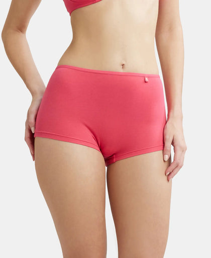 High Coverage Super Combed Cotton Elastane Boy Leg With Concealed Waistband and StayFresh Treatment - Ruby-5