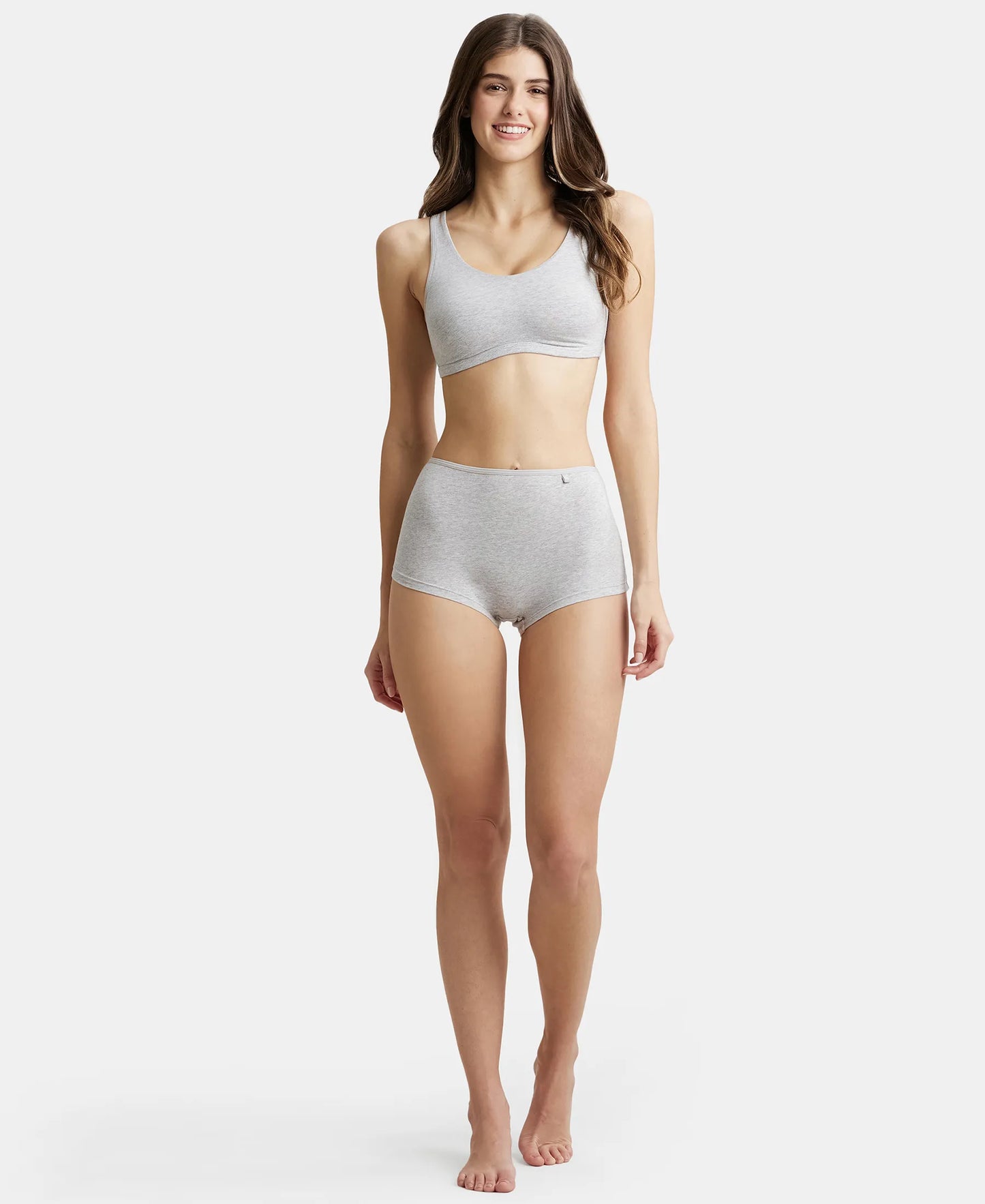 High Coverage Super Combed Cotton Elastane Boy Leg With Concealed Waistband and StayFresh Treatment - Steel Grey Melange-4