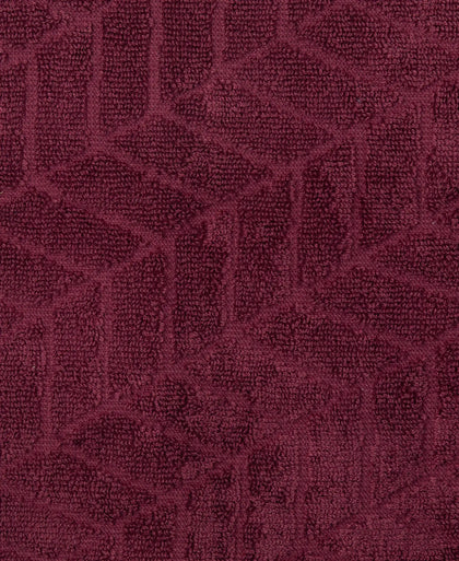 Cotton Terry Ultrasoft and Durable Patterned Hand Towel - Burgundy (Pack of 2)