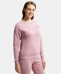 Super Combed Cotton Rich Fleece Fabric Printed Sweatshirt with Drop Shoulder Styling - Lilas-2