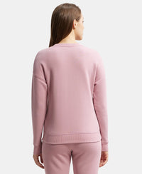 Super Combed Cotton Rich Fleece Fabric Printed Sweatshirt with Drop Shoulder Styling - Lilas-3