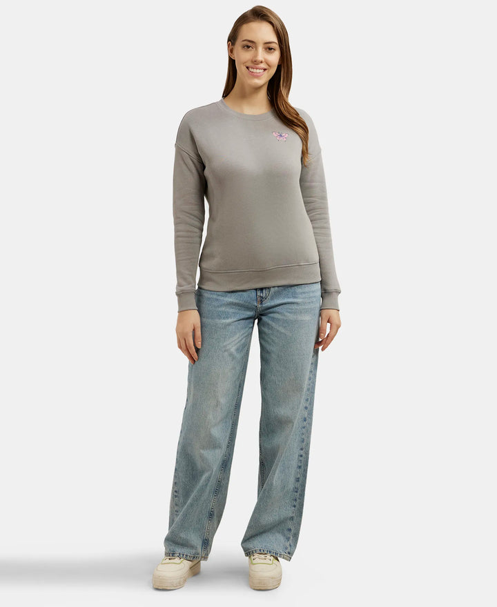 Super Combed Cotton Rich Fleece Fabric Printed Sweatshirt with Drop Shoulder Styling - Sky Rocket-4