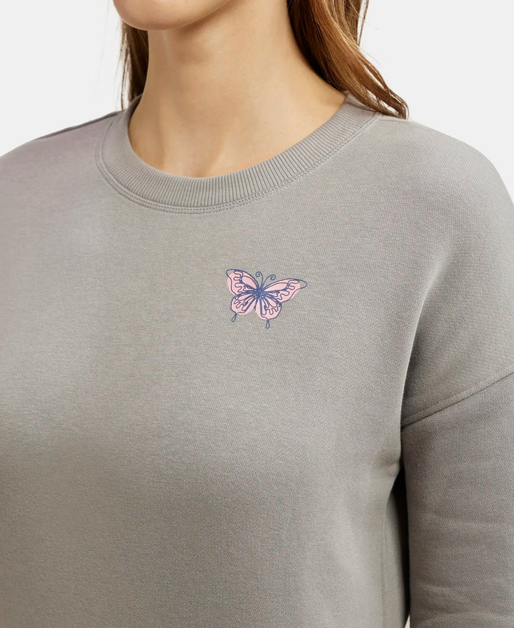 Super Combed Cotton Rich Fleece Fabric Printed Sweatshirt with Drop Shoulder Styling - Sky Rocket-7