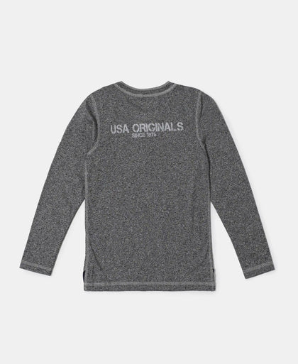 Super Combed Cotton Rich Graphic Printed Full Sleeve Henley T-Shirt - Black Grindle-2