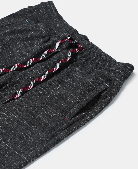 Super Combed Cotton Rich Joggers with Ribbed Cuff Hem - Black Snow Melange-3