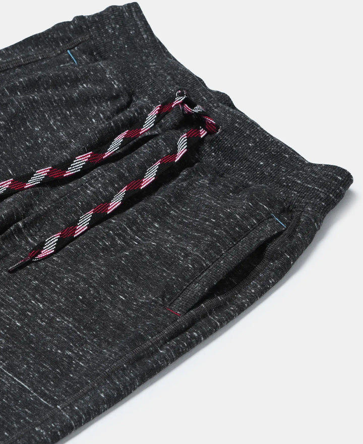 Super Combed Cotton Rich Joggers with Ribbed Cuff Hem - Black Snow Melange-3