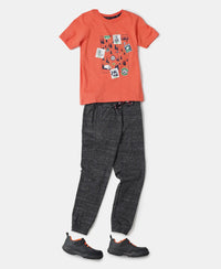 Super Combed Cotton Rich Joggers with Ribbed Cuff Hem - Black Snow Melange-4