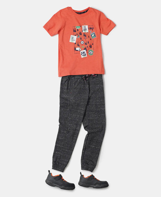 Super Combed Cotton Rich Joggers with Ribbed Cuff Hem - Black Snow Melange-4