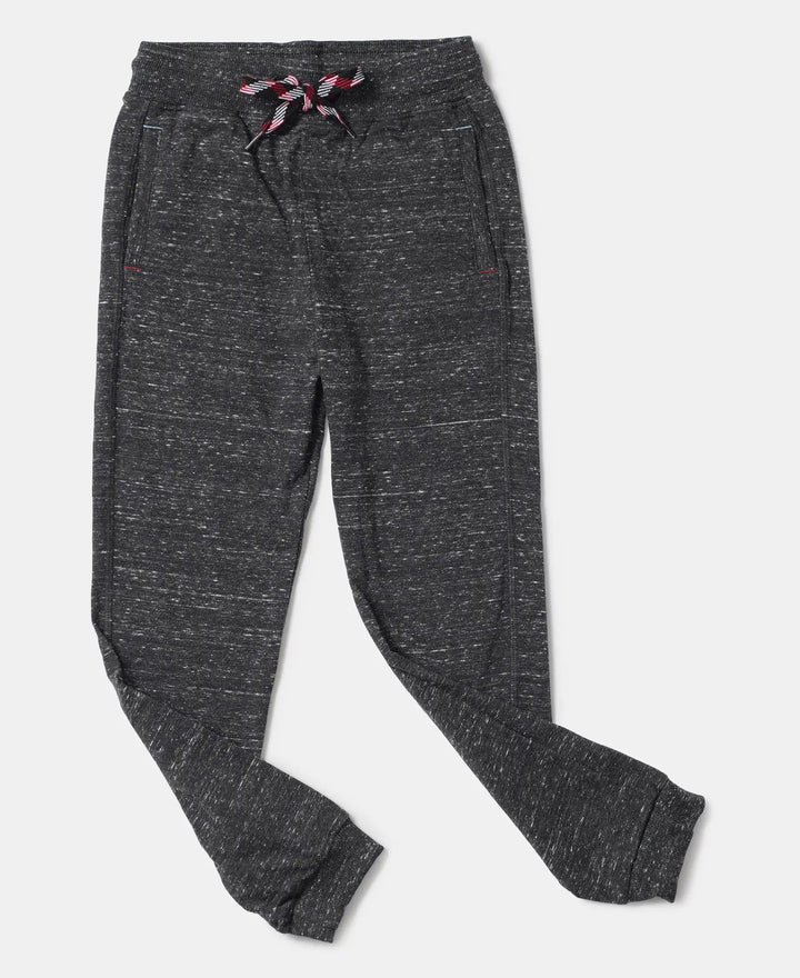 Super Combed Cotton Rich Joggers with Ribbed Cuff Hem - Black Snow Melange-5