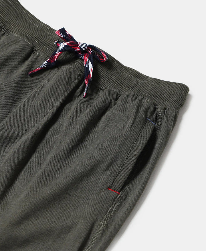 Super Combed Cotton Rich Joggers with Ribbed Cuff Hem - Deep Olive-3